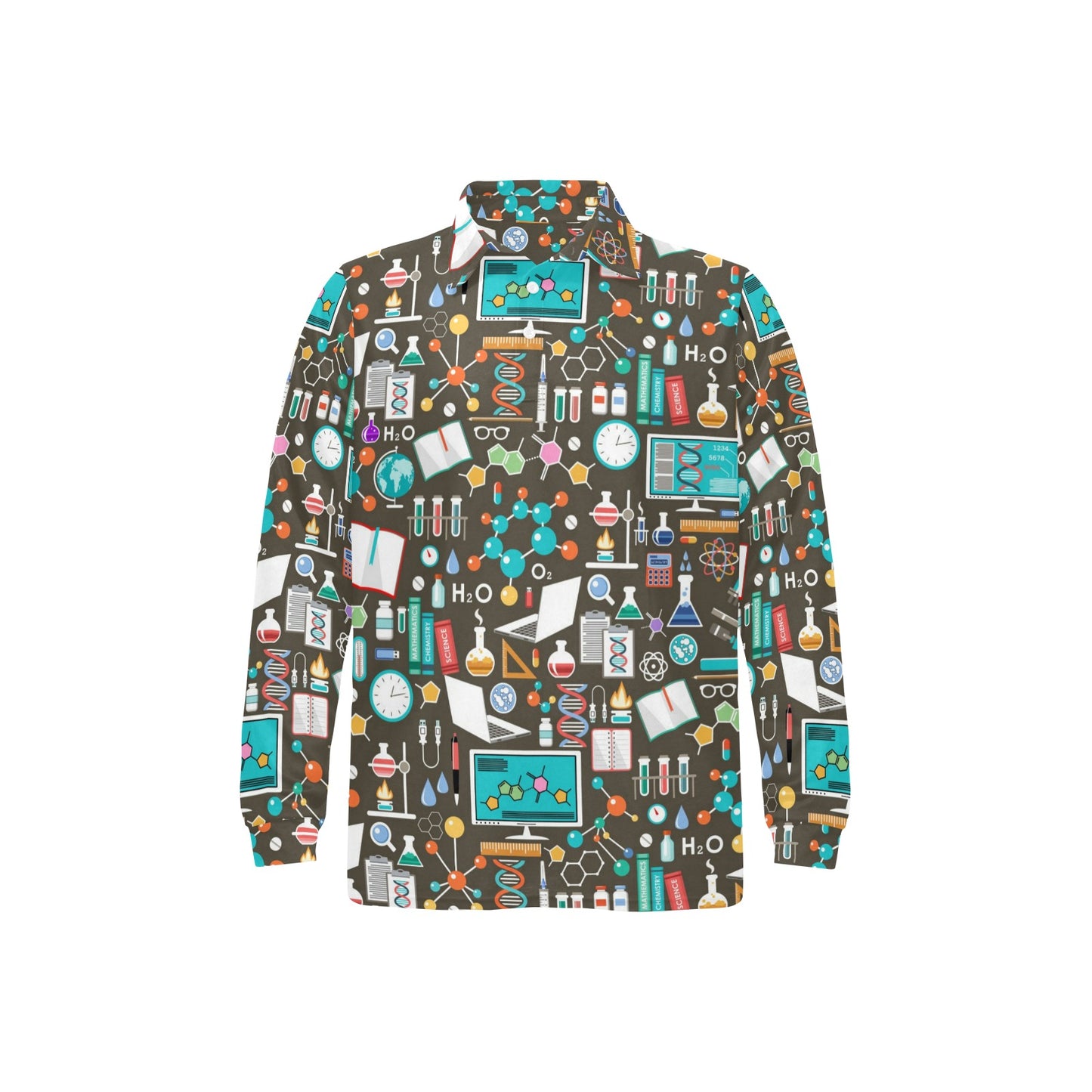 Science Print Design LKS303 Long Sleeve Polo Shirt For Men's