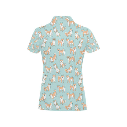 Shiba Inu Print Design LKS304 Women's Polo Shirt