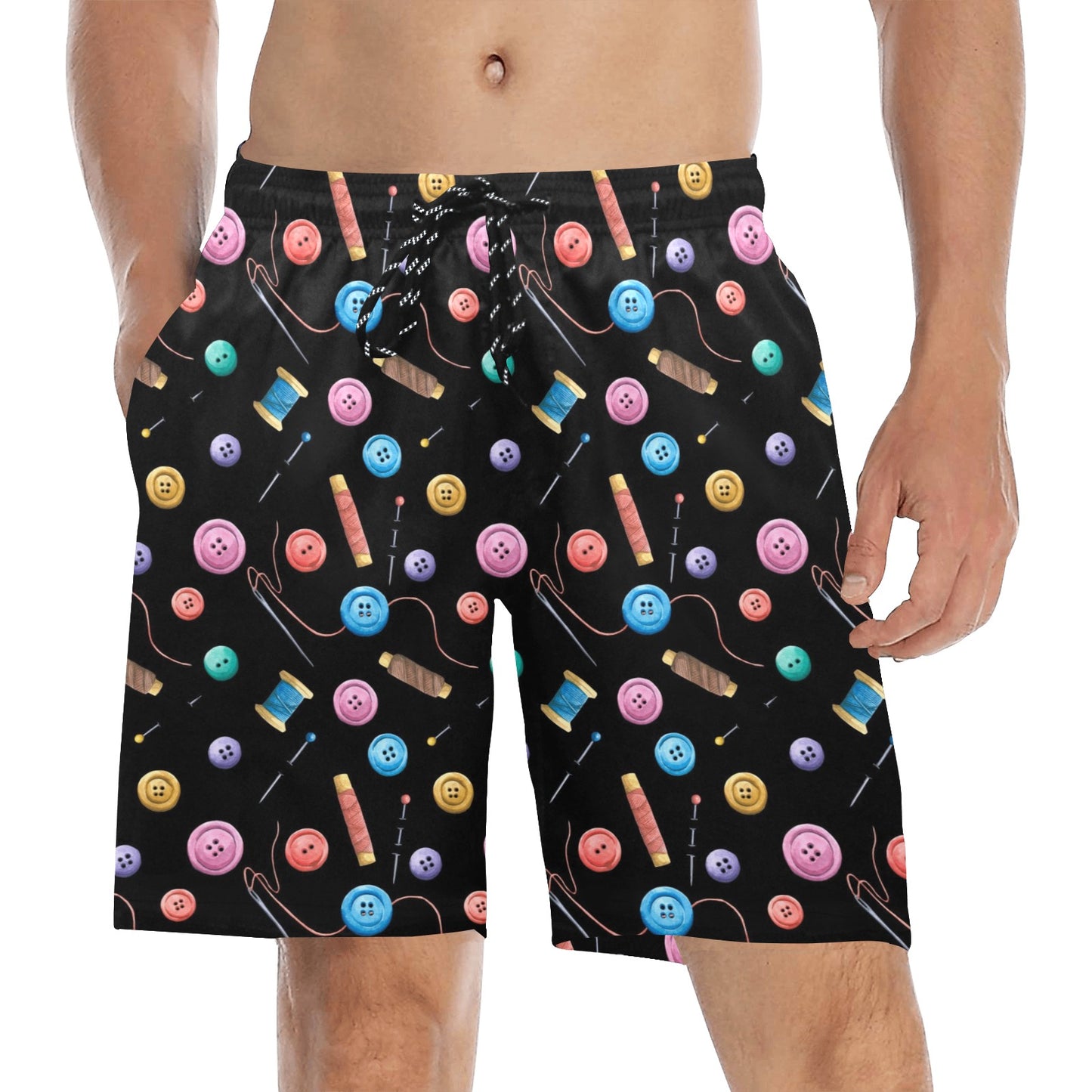 Sewing Print Design LKS309 Men's Swim Trunks Beach Shorts