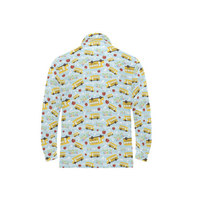 School Bus Back To School Print Design LKS303 Long Sleeve Polo Shirt For Men's