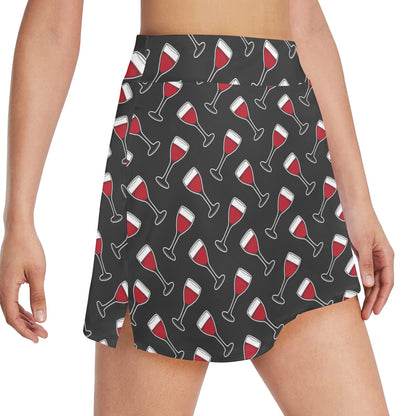 Wine Print Design LKS308 17" Golf & Pickleball Skort with Pockets