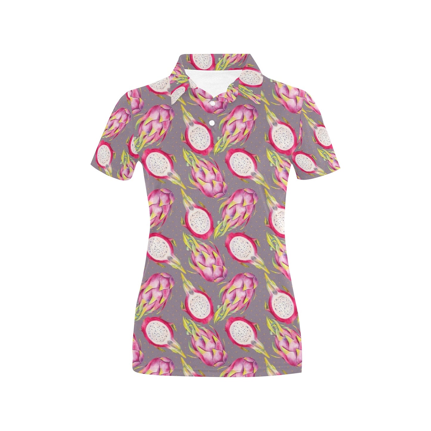 Dragonfruit Pattern Print Design DF03 Women's Polo Shirt