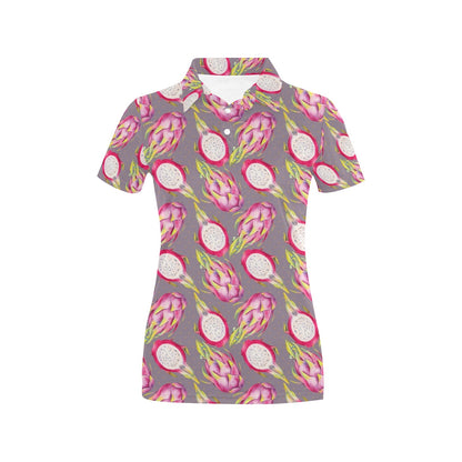 Dragonfruit Pattern Print Design DF03 Women's Polo Shirt