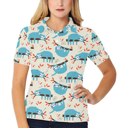 Sloth Print Design LKS3011 Women's Polo Shirt