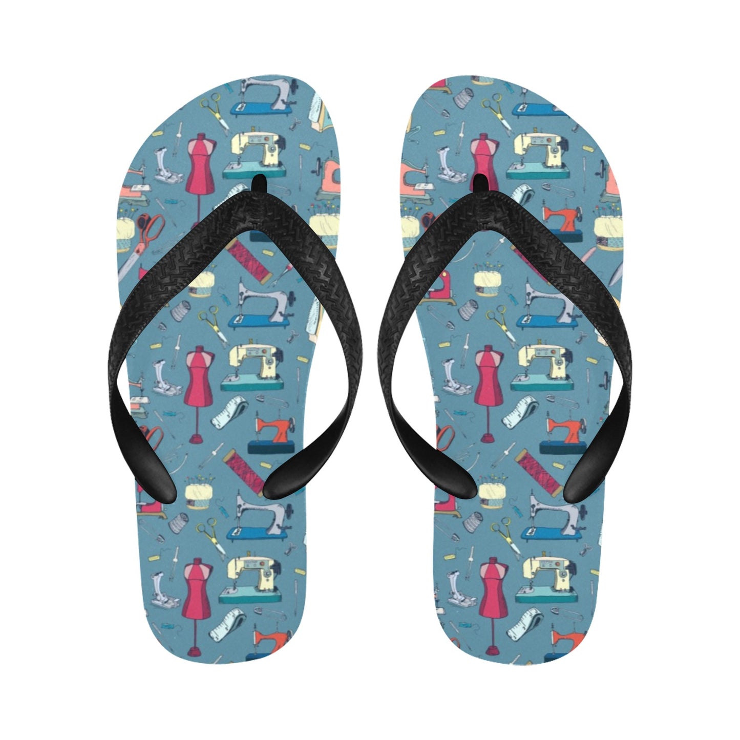 Sewing Equipment Print Design LKS301 Flip Flops