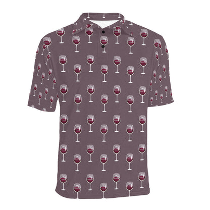 Wine Glass Pattern Print Design LKS305 Men Polo Shirt