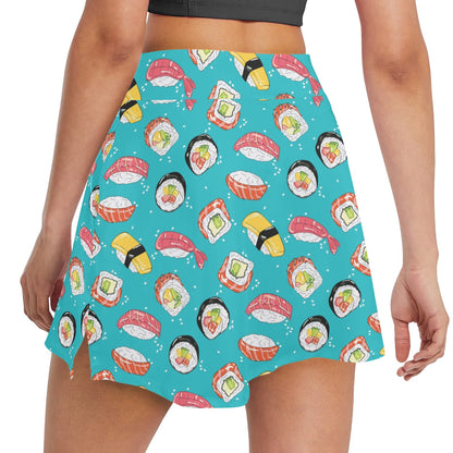 Sushi Print Design LKS305 17" Golf & Pickleball Skort with Pockets