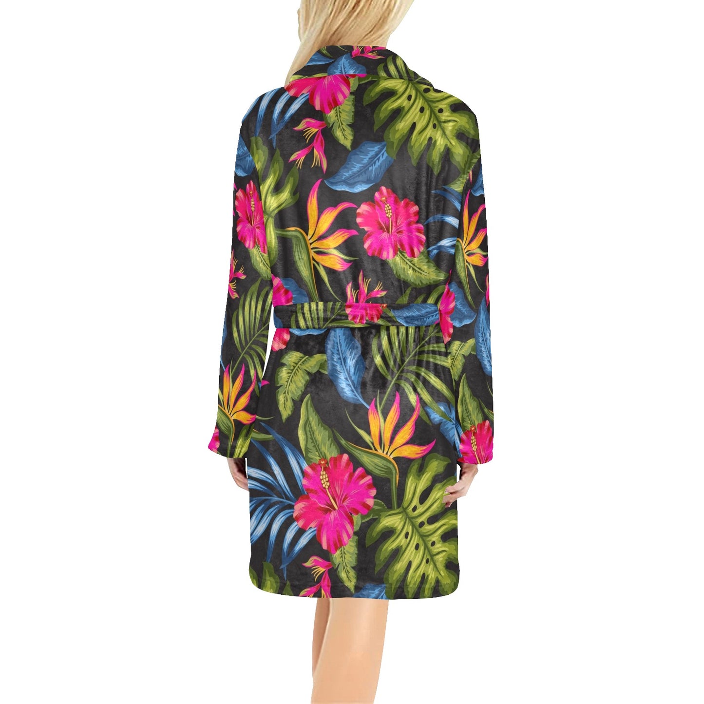 Bird Of Paradise Pattern Print Design BOP014 Women's Fleece Robe