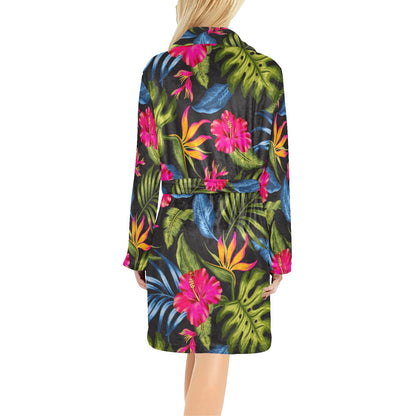 Bird Of Paradise Pattern Print Design BOP014 Women's Fleece Robe