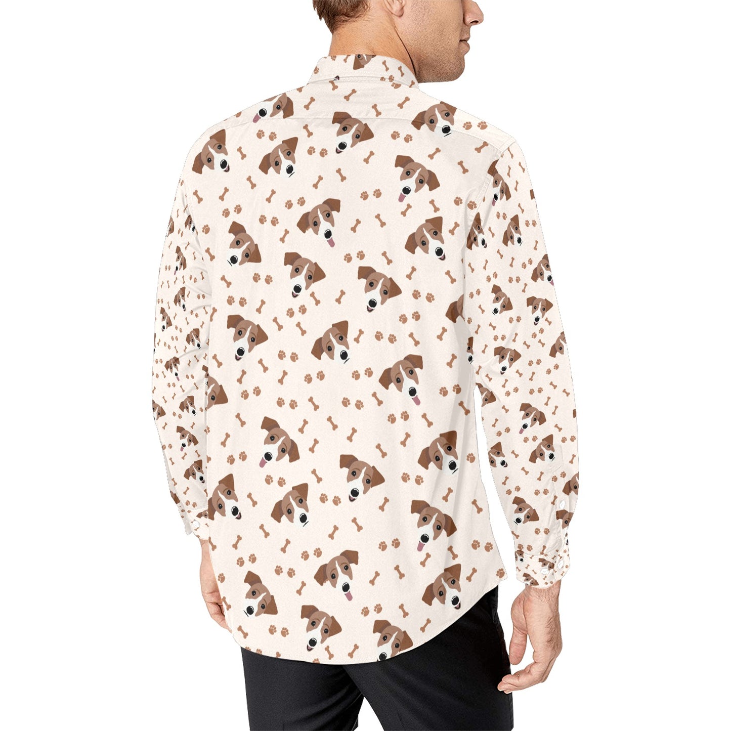 Russell Terriers Paw Print Design LKS303 Men's Long Sleeve Dress Shirt