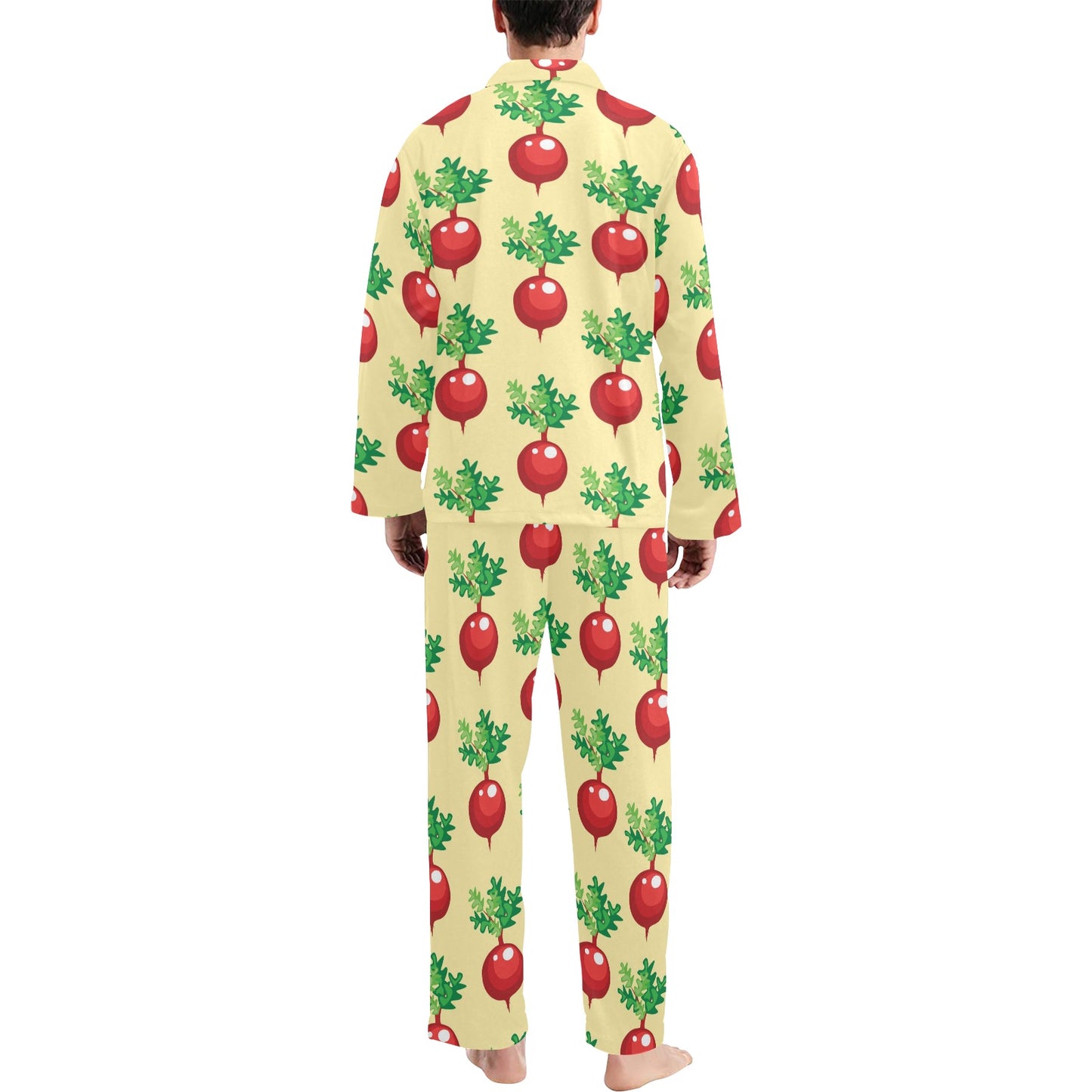 Radish Pattern Print Design A02 Men's Long Pajama Set