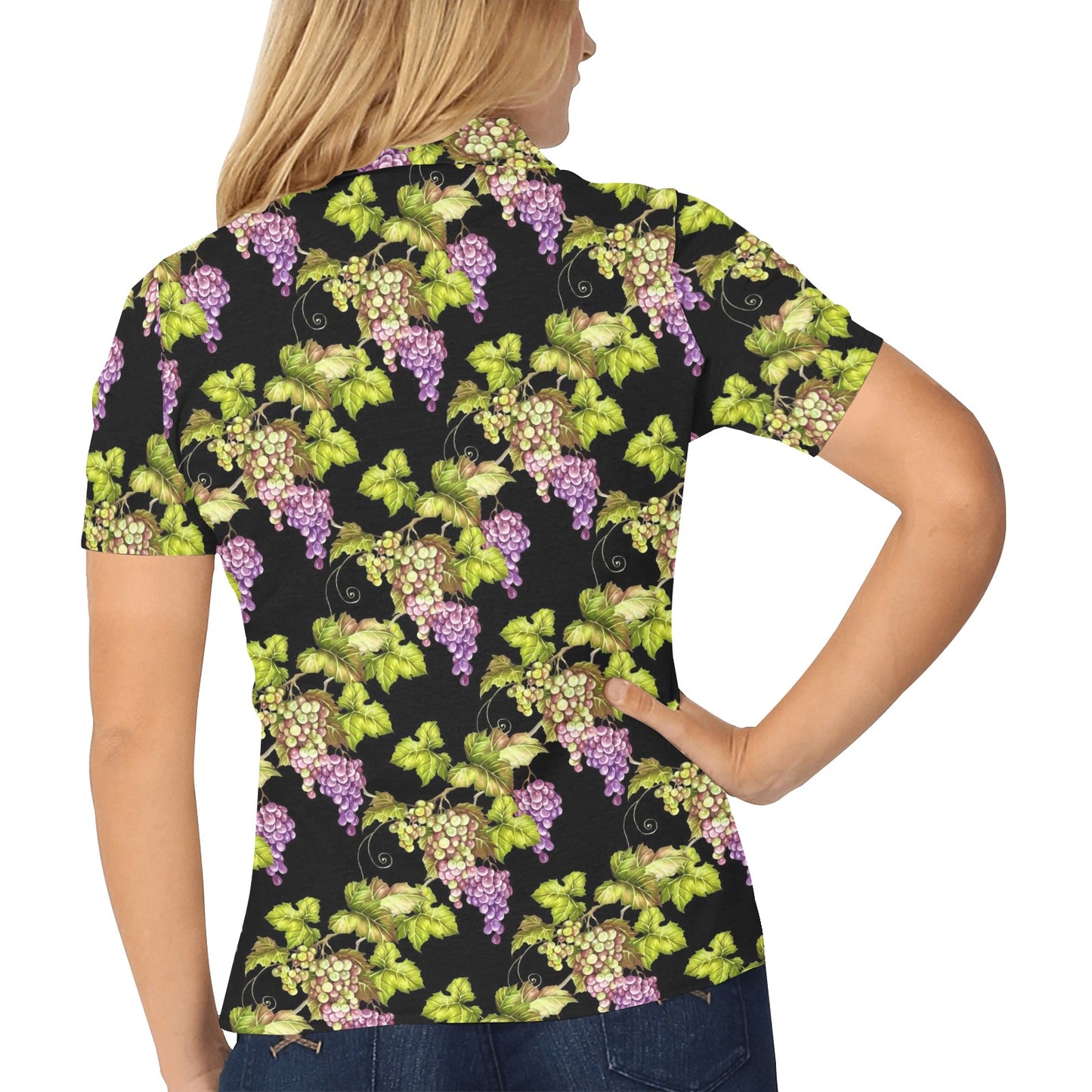 Grape Pattern Print Design GP04 Women's Polo Shirt
