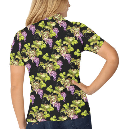 Grape Pattern Print Design GP04 Women's Polo Shirt