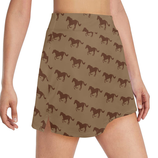 Horse Brown Print Design LKS307 17" Golf & Pickleball Skort with Pockets