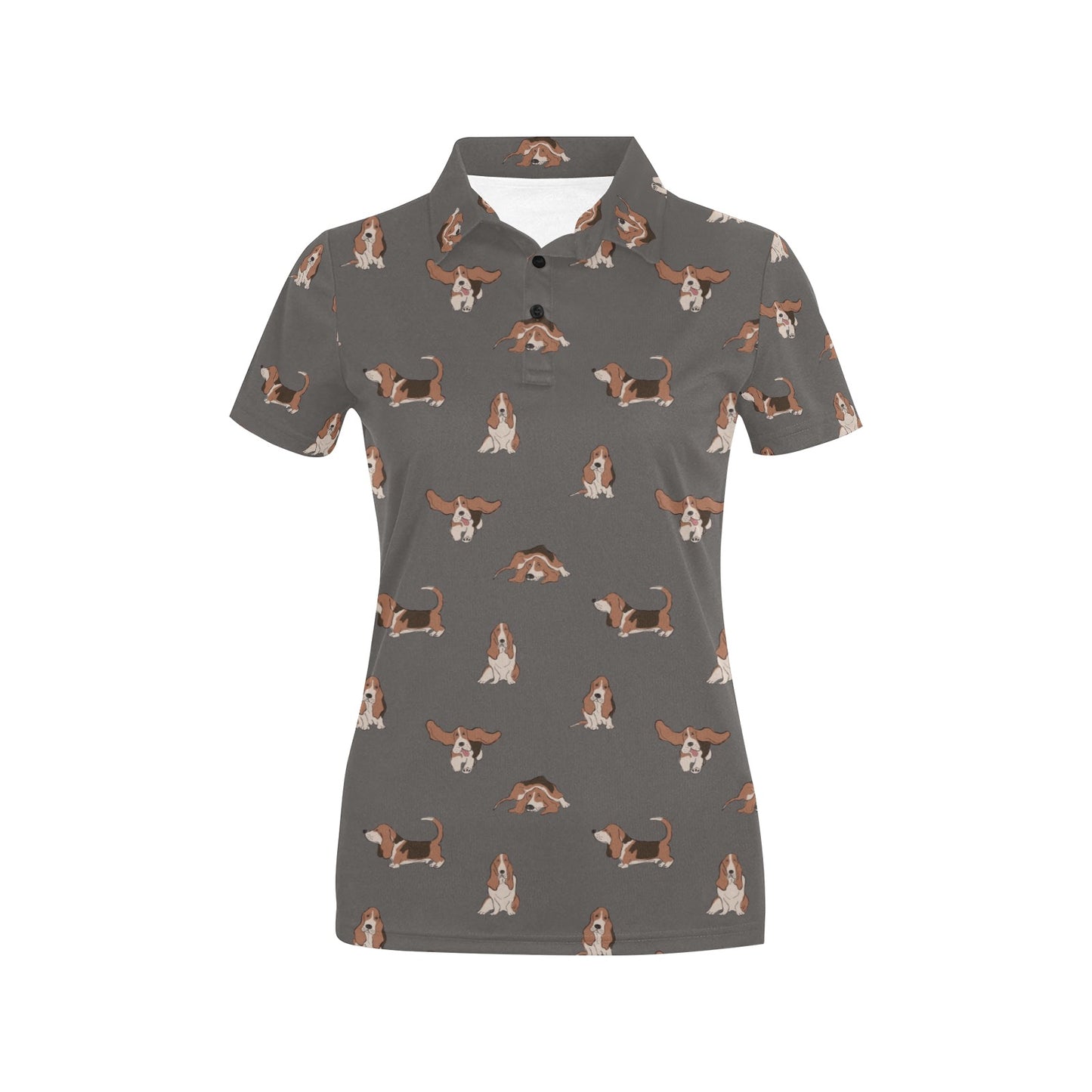 Basset Hound Pattern Print Design 03 Women's Polo Shirt