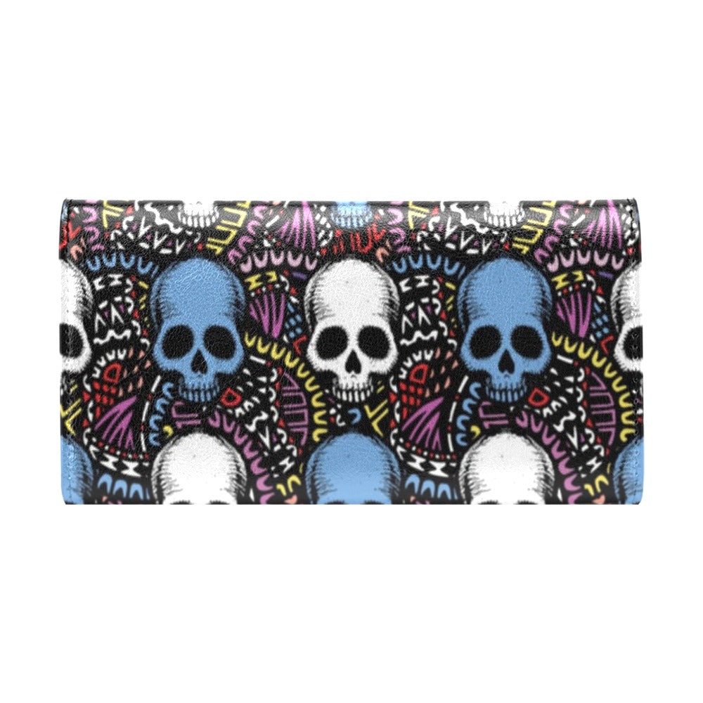 Skull Print Design LKS305 Women's Trifold Wallet