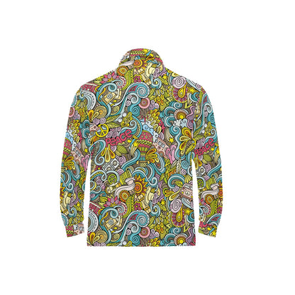 Hippie Print Design LKS301 Long Sleeve Polo Shirt For Men's