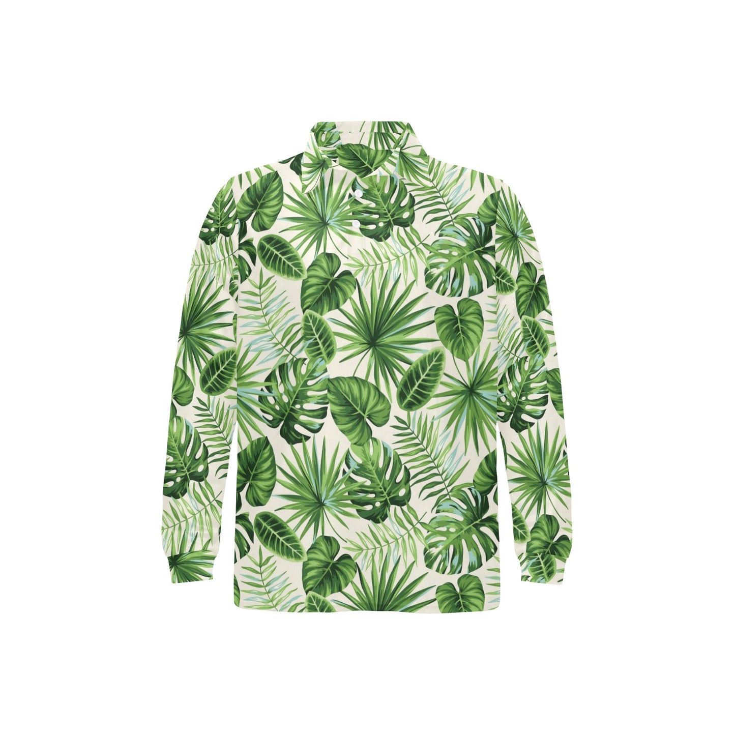 Palm Leaf Pattern Print Design A01 Long Sleeve Polo Shirt For Men's