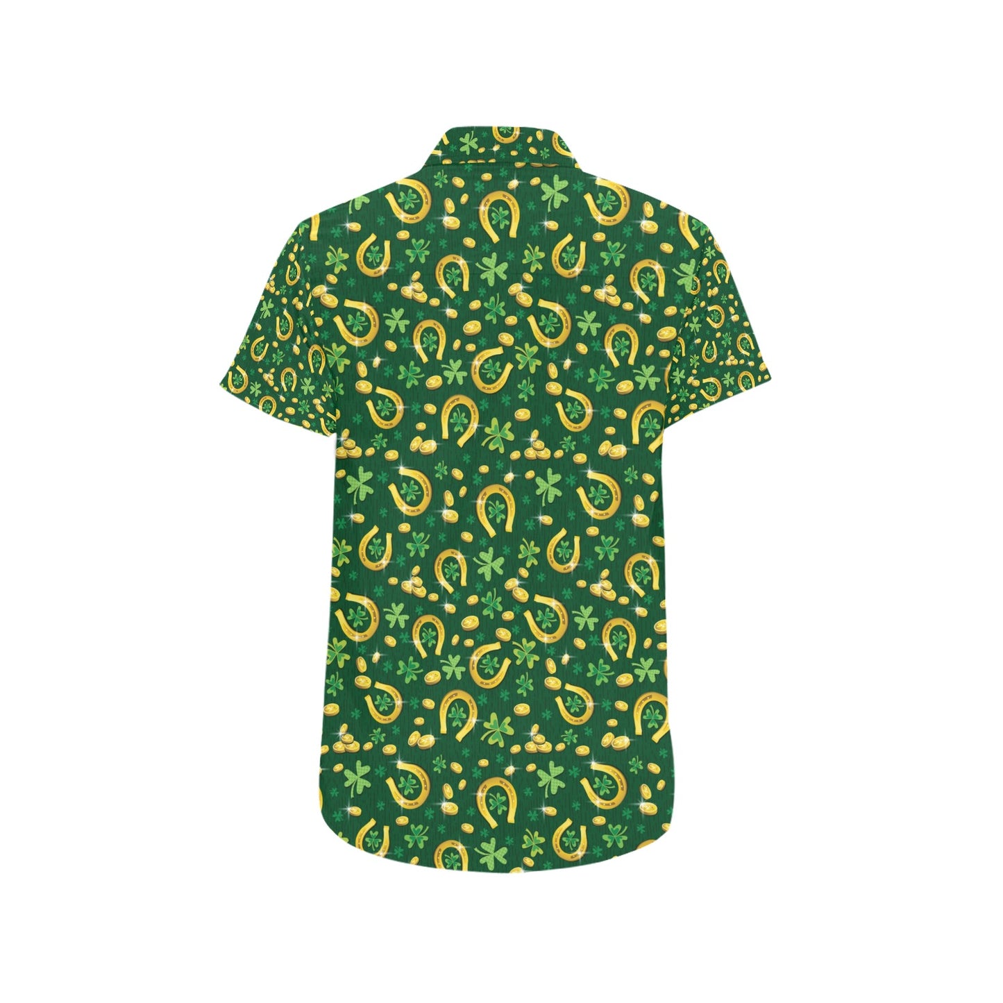 Shamrock Horse Shoes Saint Patrick's Day Print Design LKS307 Men Short Sleeve Button Up Shirt