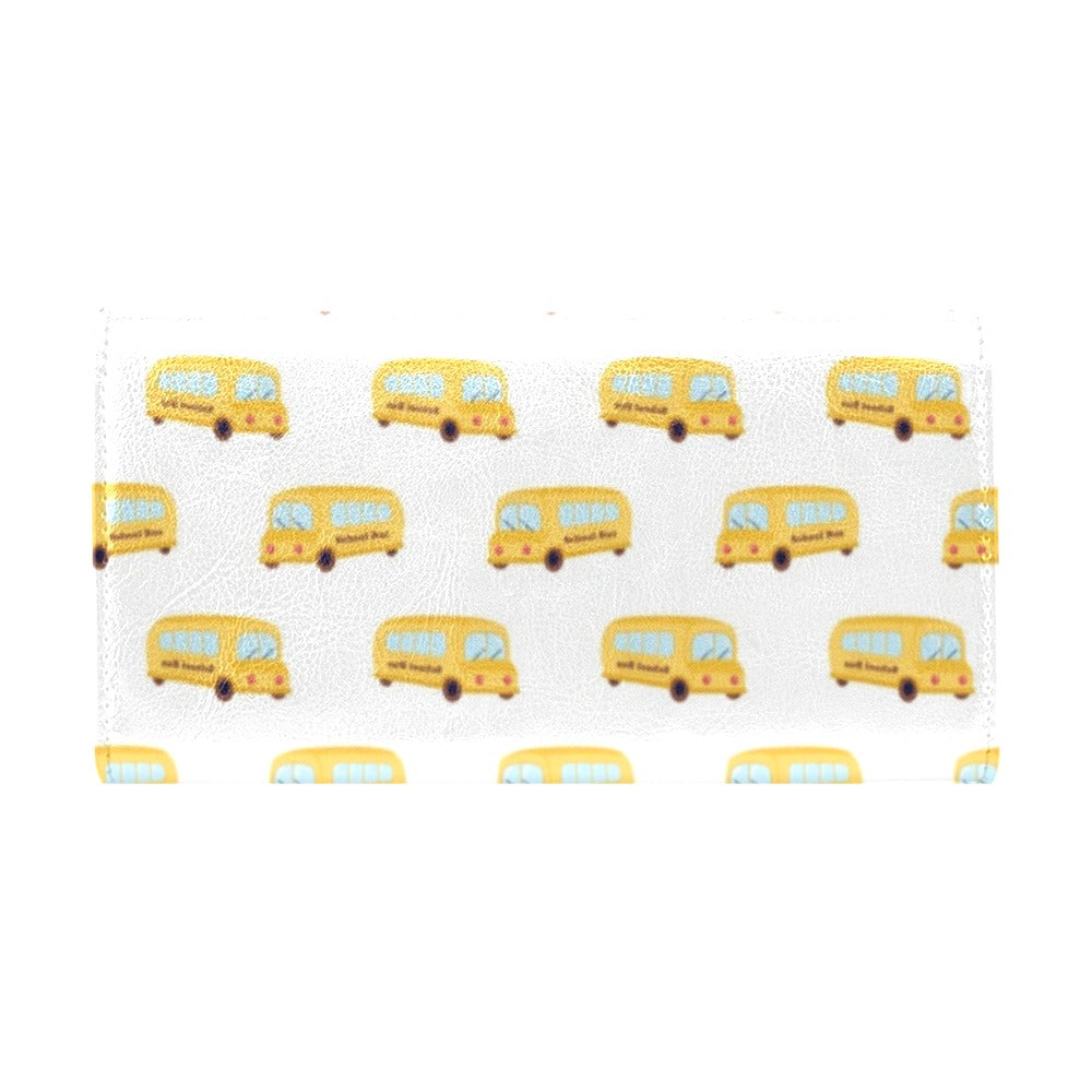 School Bus Print Design LKS306 Women's Trifold Wallet