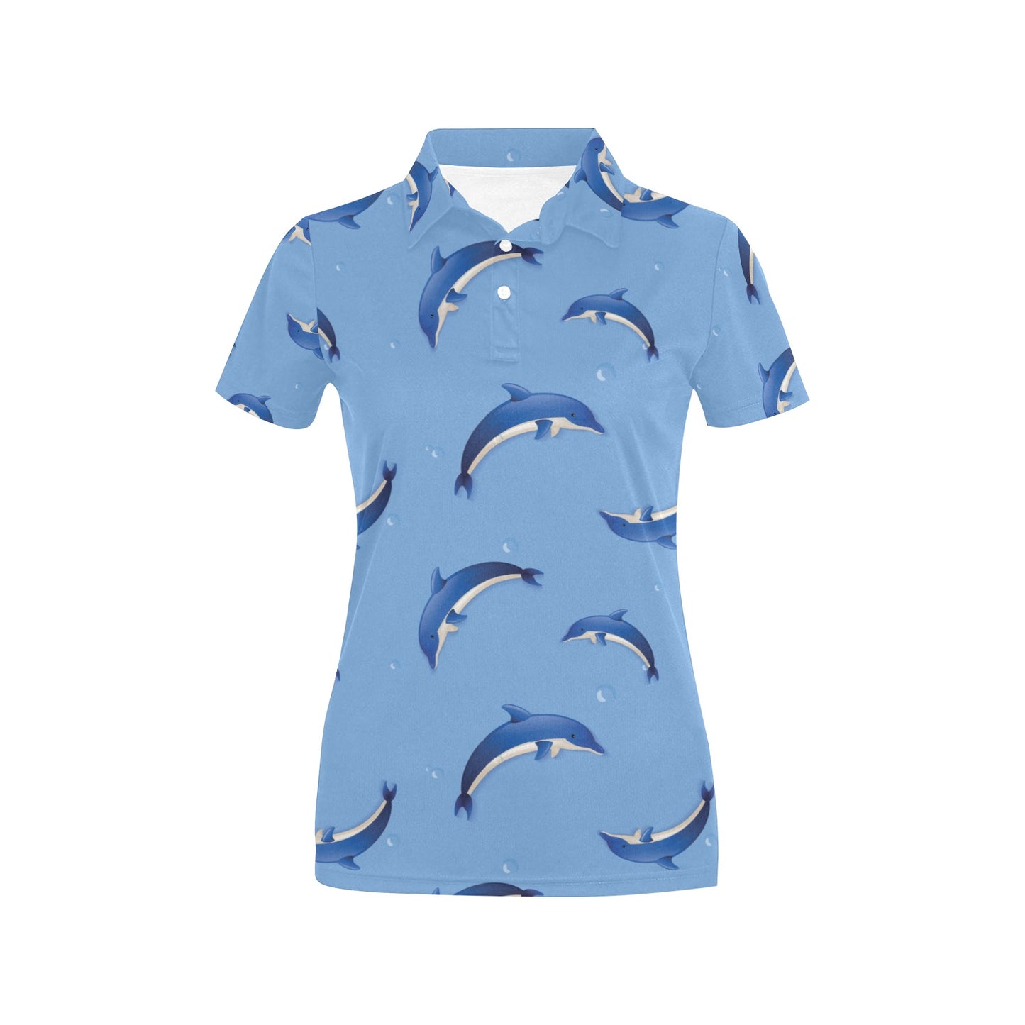 Dolphin Blue Print Women's Polo Shirt
