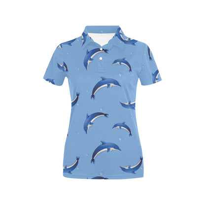 Dolphin Blue Print Women's Polo Shirt