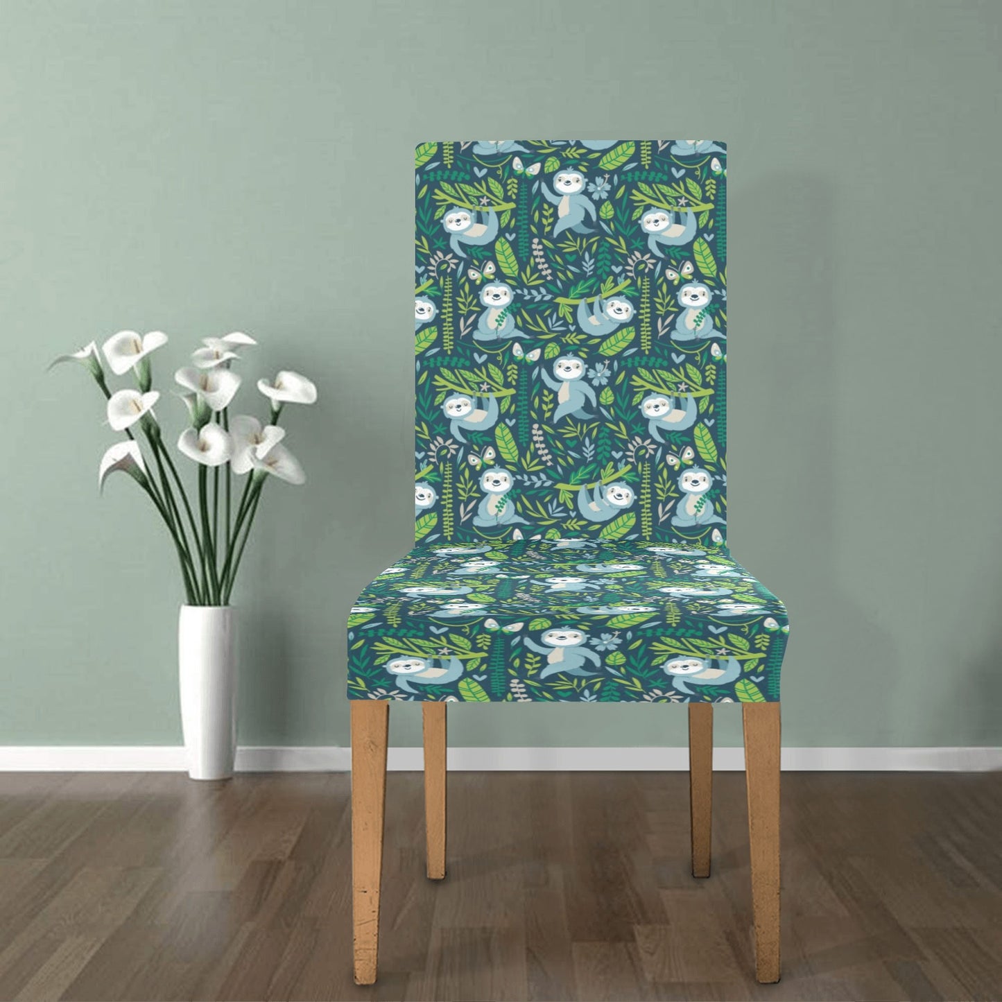 Sloth Print Design LKS304 Dining Chair Slipcover