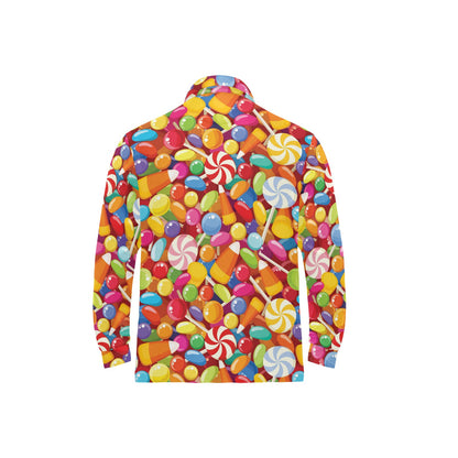Candy Pattern Print Design 02 Long Sleeve Polo Shirt For Men's