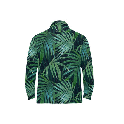 Tropical Flower Pattern Print Design TF011 Long Sleeve Polo Shirt For Men's