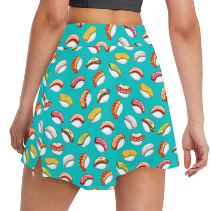 Sushi Themed Print 17" Golf & Pickleball Skort with Pockets