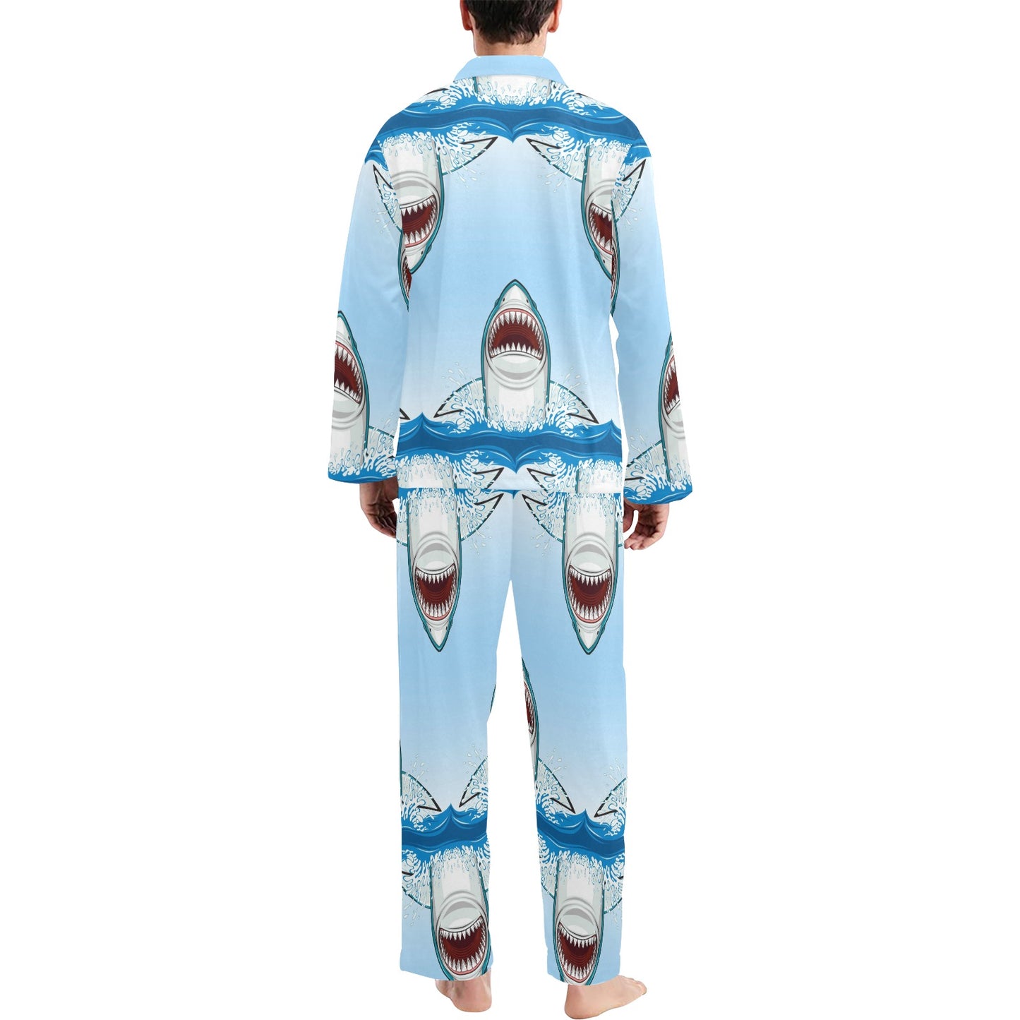 Shark Bite Men's Long Pajama Set