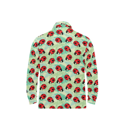 Ladybug Cute Print Pattern Long Sleeve Polo Shirt For Men's