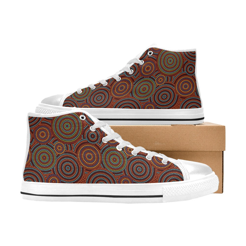 Aboriginal Print Design LKS403 Men's High Top Canvas Shoes