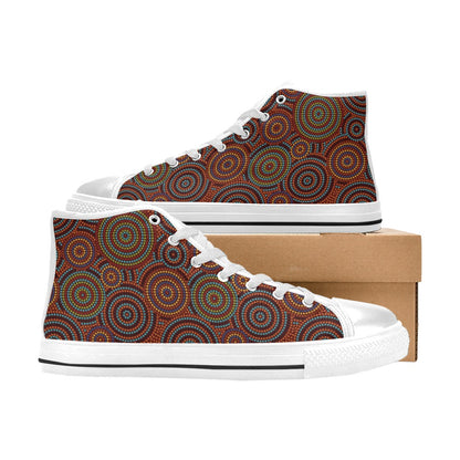 Aboriginal Print Design LKS403 Men's High Top Canvas Shoes