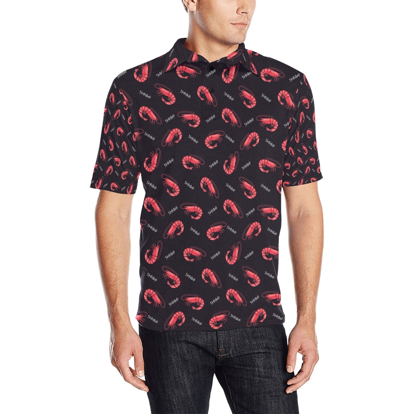 Shrimp Print Design LKS302 Men Polo Shirt