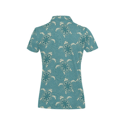 Sea Turtle Pattern Print Design T02 Women's Polo Shirt