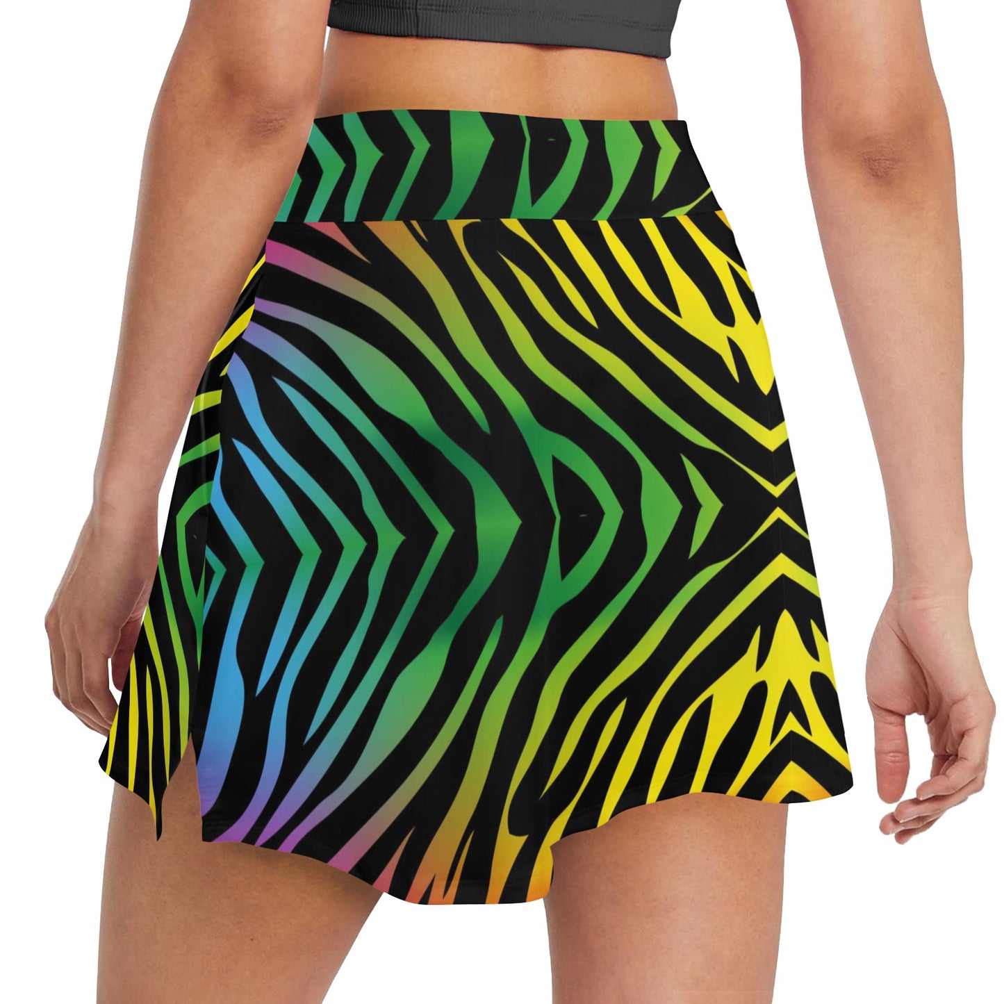 Rainbow Zebra Themed Print 17" Golf & Pickleball Skort with Pockets