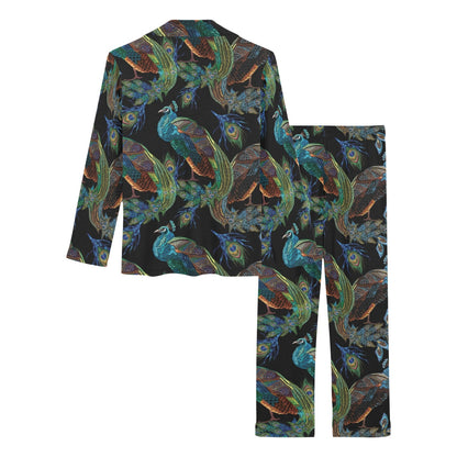 Peacock Pattern Print Design A04 Women's Long Pajama Set