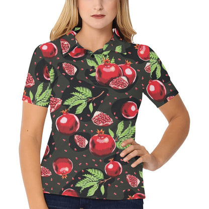 Pomegranate Pattern Print Design PG06 Women's Polo Shirt