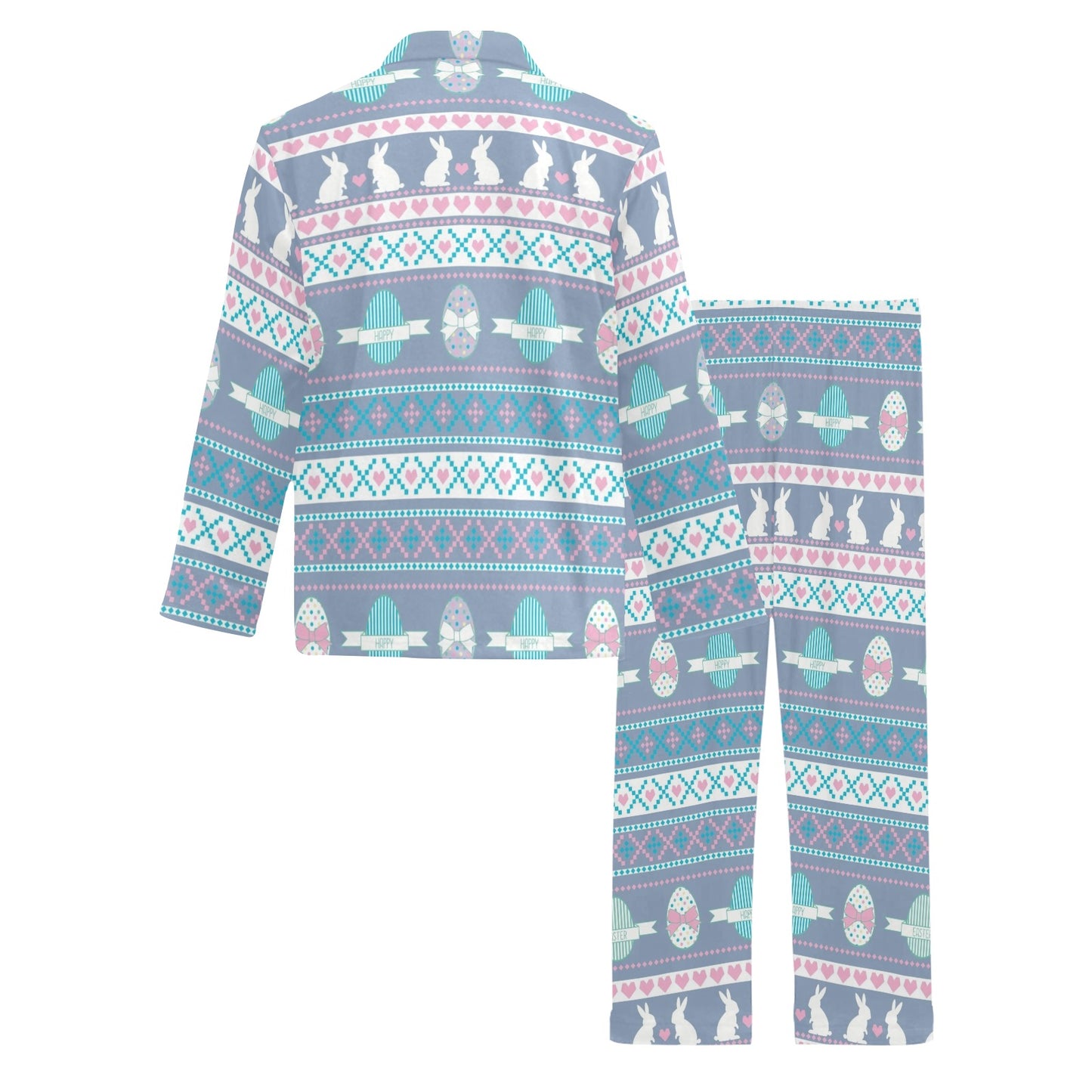 Easter Eggs Pattern Print Design RB013 Men's Long Pajama Set