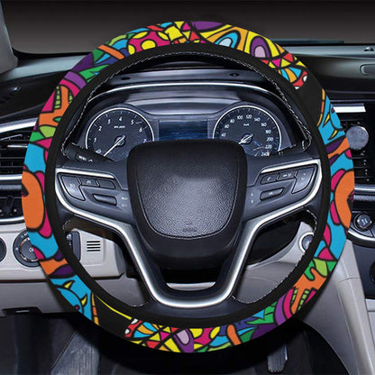 Trippy Print Design LKS304 Steering Wheel Cover with Elastic Edge