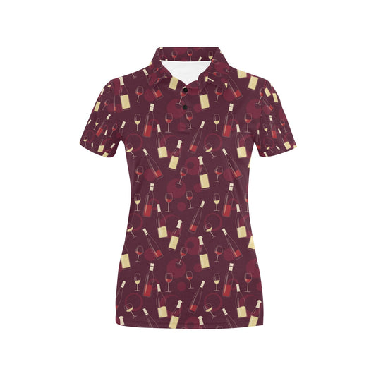 Wine Themed Print Design LKS302 Women's Polo Shirt