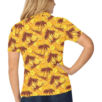 Palm Tree Pattern Print Design PT012 Women's Polo Shirt