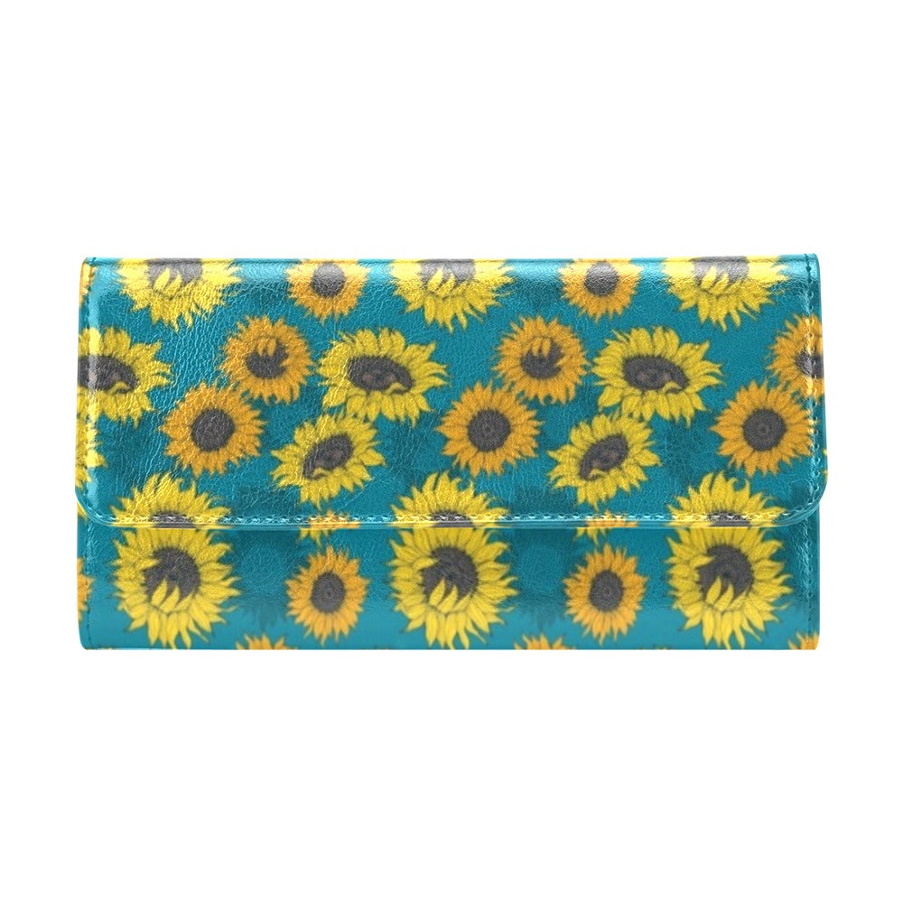 Sunflower Print Design LKS301 Women's Trifold Wallet