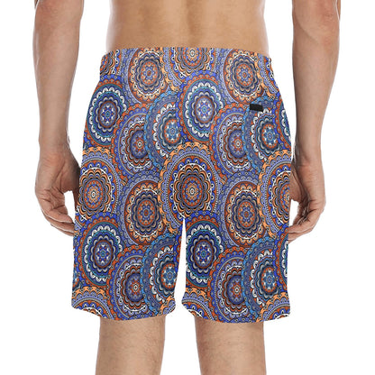 Mandala Boho Chic Design Print Men's Swim Trunks Beach Shorts