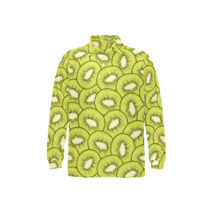 Kiwi Pattern Print Design KW07 Long Sleeve Polo Shirt For Men's