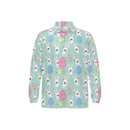 Easter Eggs Pattern Print Design RB014 Long Sleeve Polo Shirt For Men's