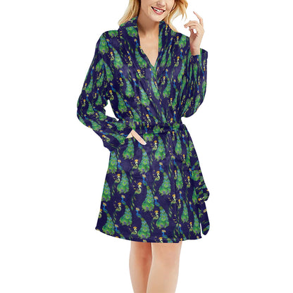 Peacock Art Design Print Women's Fleece Robe