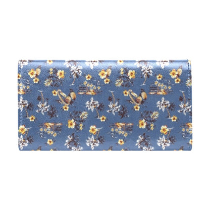 Hawaiian Flower Blue Print Women's Trifold Wallet