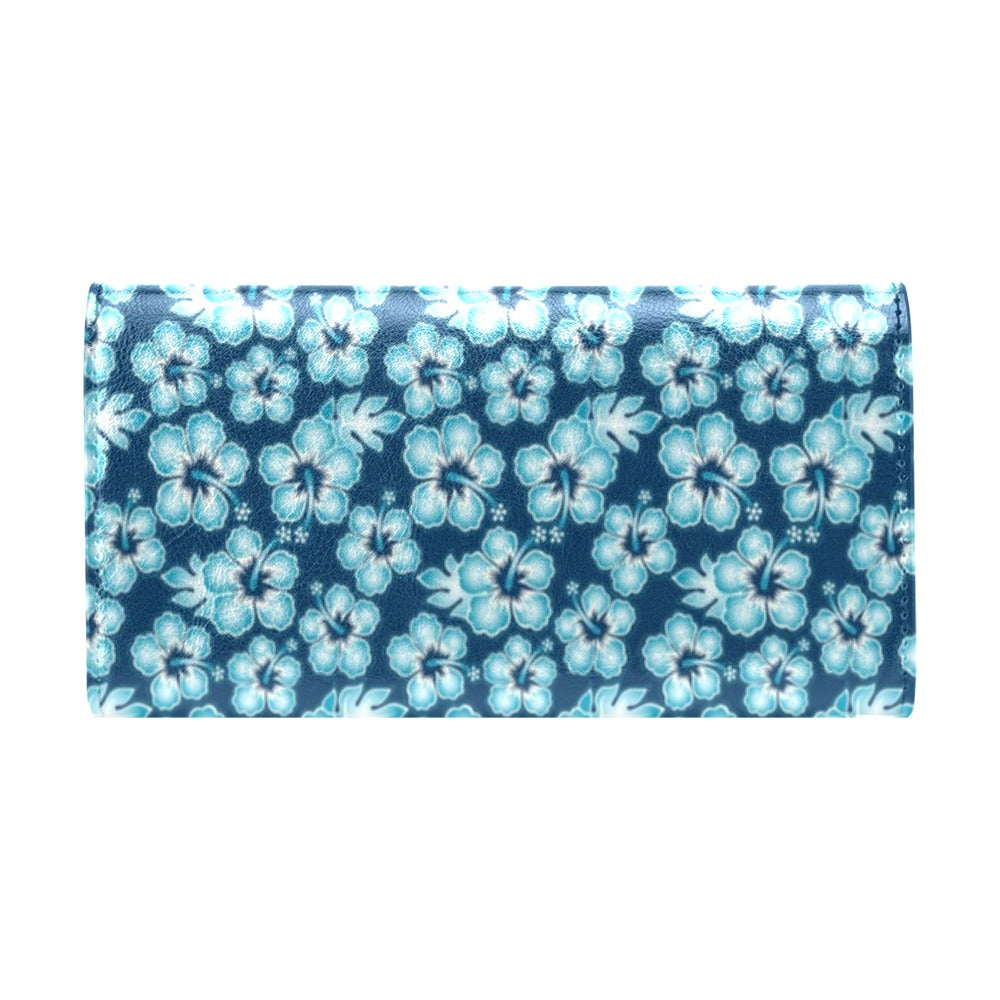 Hibiscus Flower Hawaiian Themed Women's Trifold Wallet